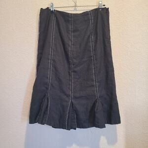 Richard‎ Malcolm 100% Linen Skirt Stitch embroidered Black CUTE! Size 10